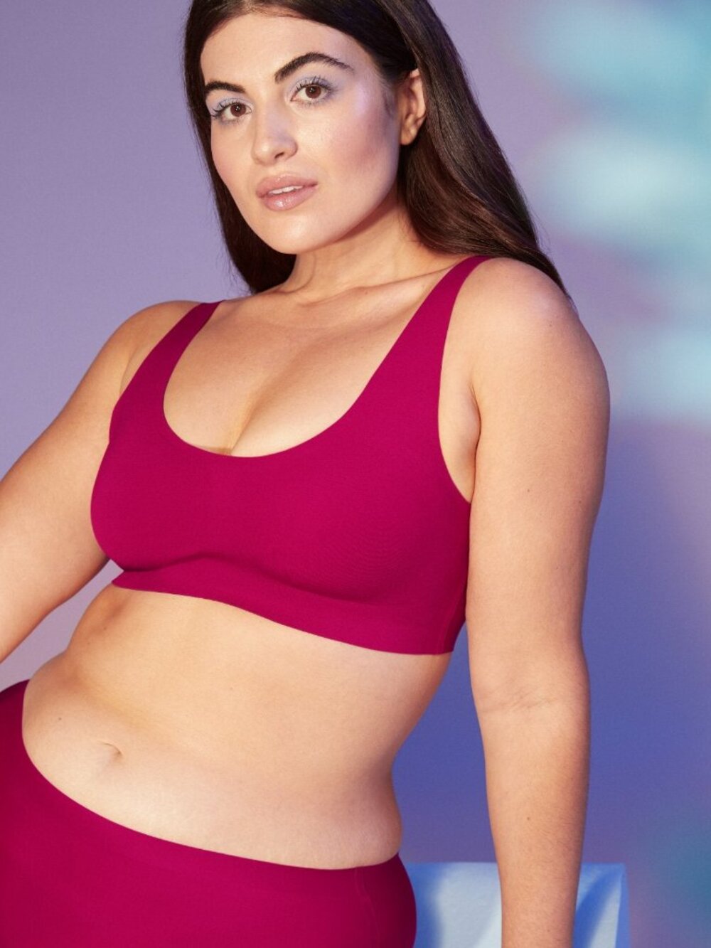 Knix LuxeLift Pullover Wireless Bra Fushia Pink Red Size Large 36A 36B 36C